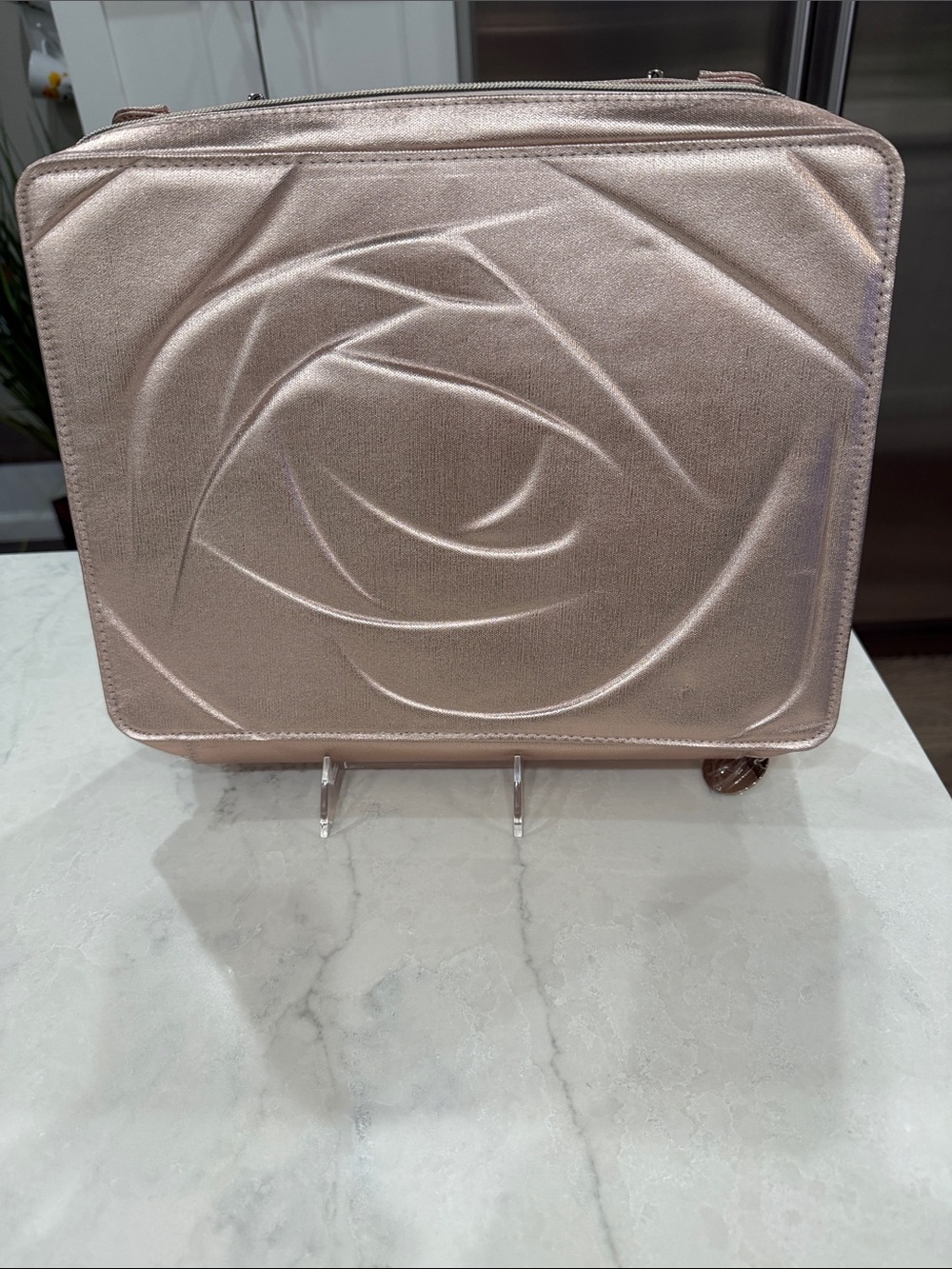 Lancome Metallic Rose-Petal Embossed Cosmetic Case